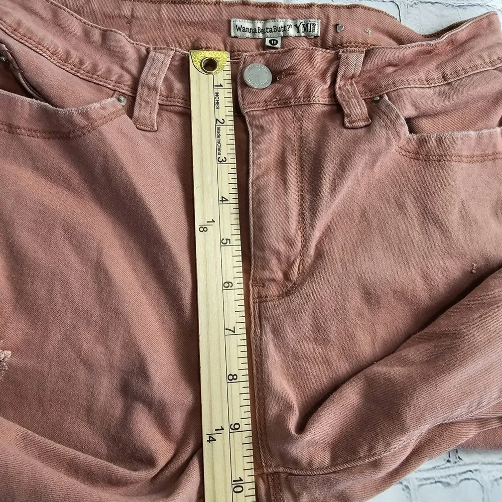 YMI WannaBettaButt? Light Pink Size 11 Distressed Skinny Jeans‎ Stretch Juniors